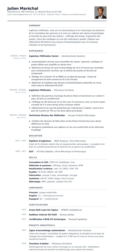 Acier resume template preview