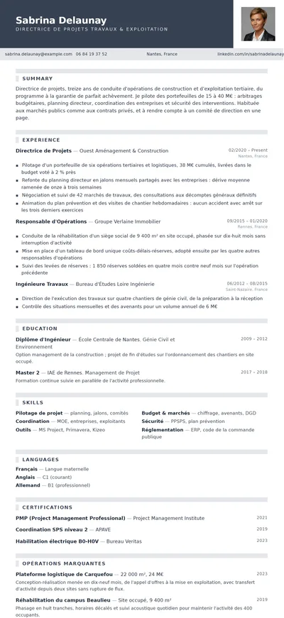 Béton resume template preview