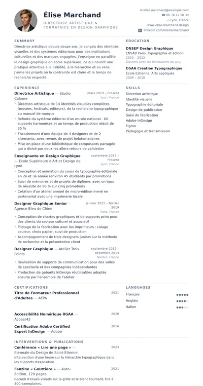 Brume resume template preview