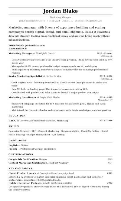 Byline resume template preview