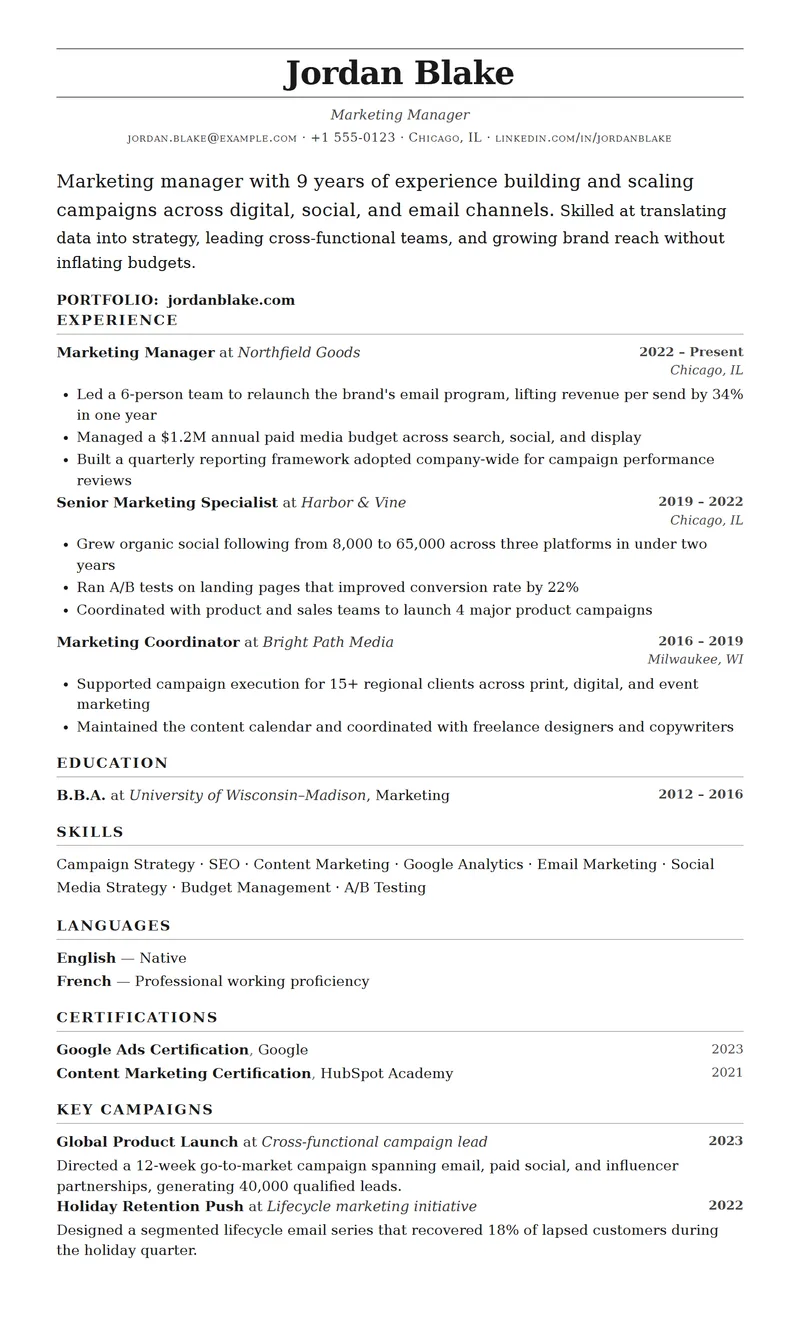 Full preview of the Byline resume template