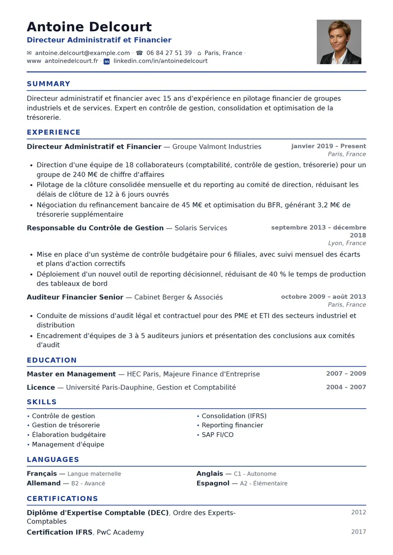 Full preview of the Capitale resume template