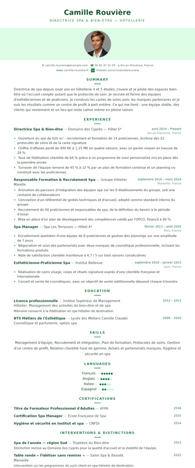 Céladon resume template preview
