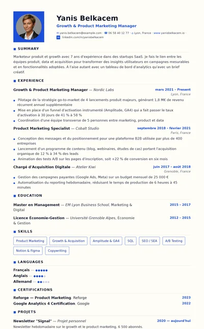 Cobalt resume template preview