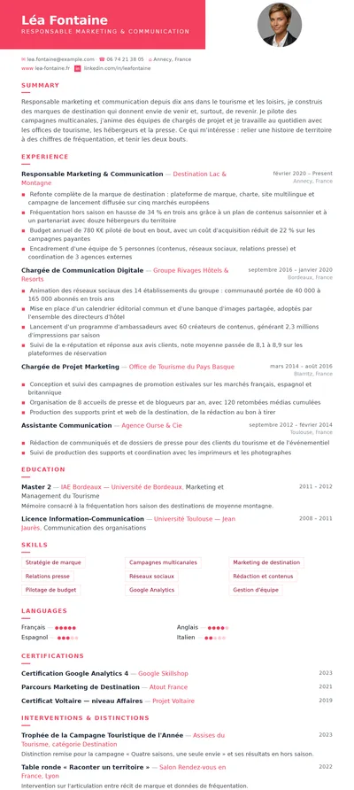 Corail resume template preview