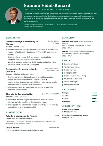 Émeraude resume template preview