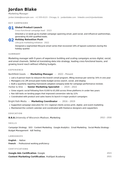 Exhibit resume template preview