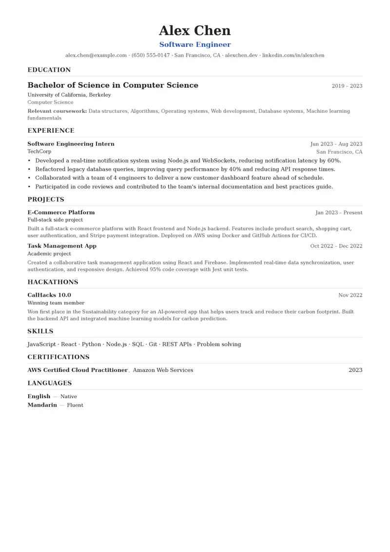 Full preview of the Foundation resume template
