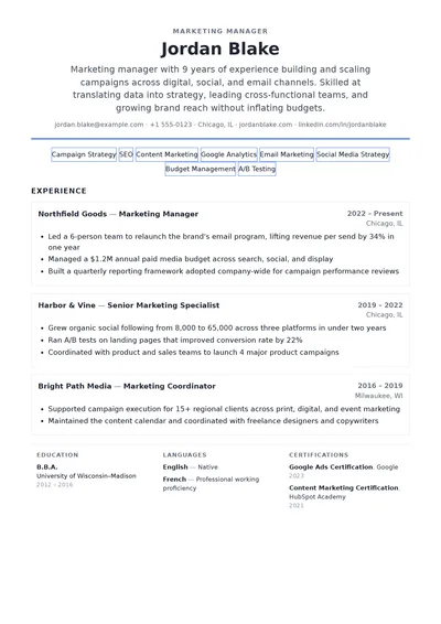 Funnel resume template preview