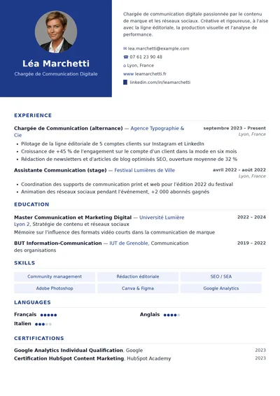 Lumière resume template preview