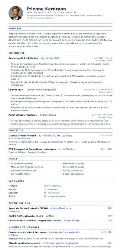 Marin resume template preview