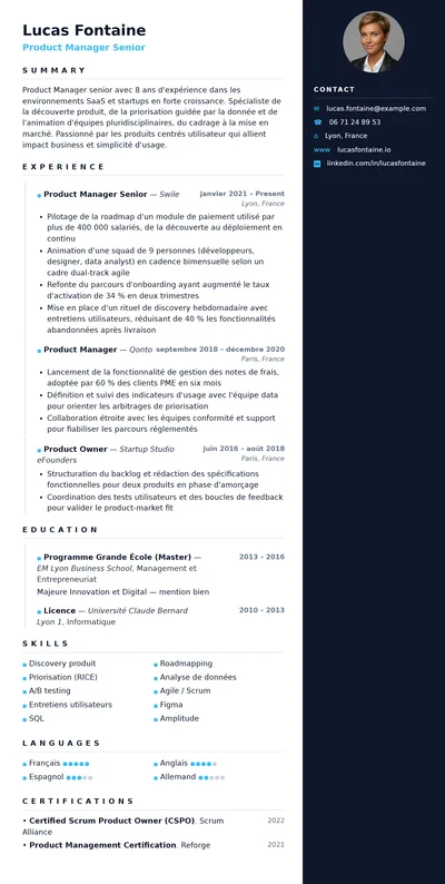 Opale resume template preview
