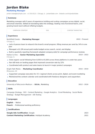 Quarterly resume template preview