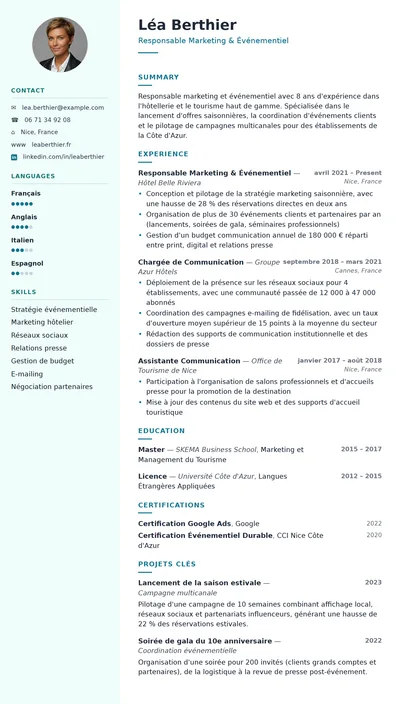 Riviera resume template preview