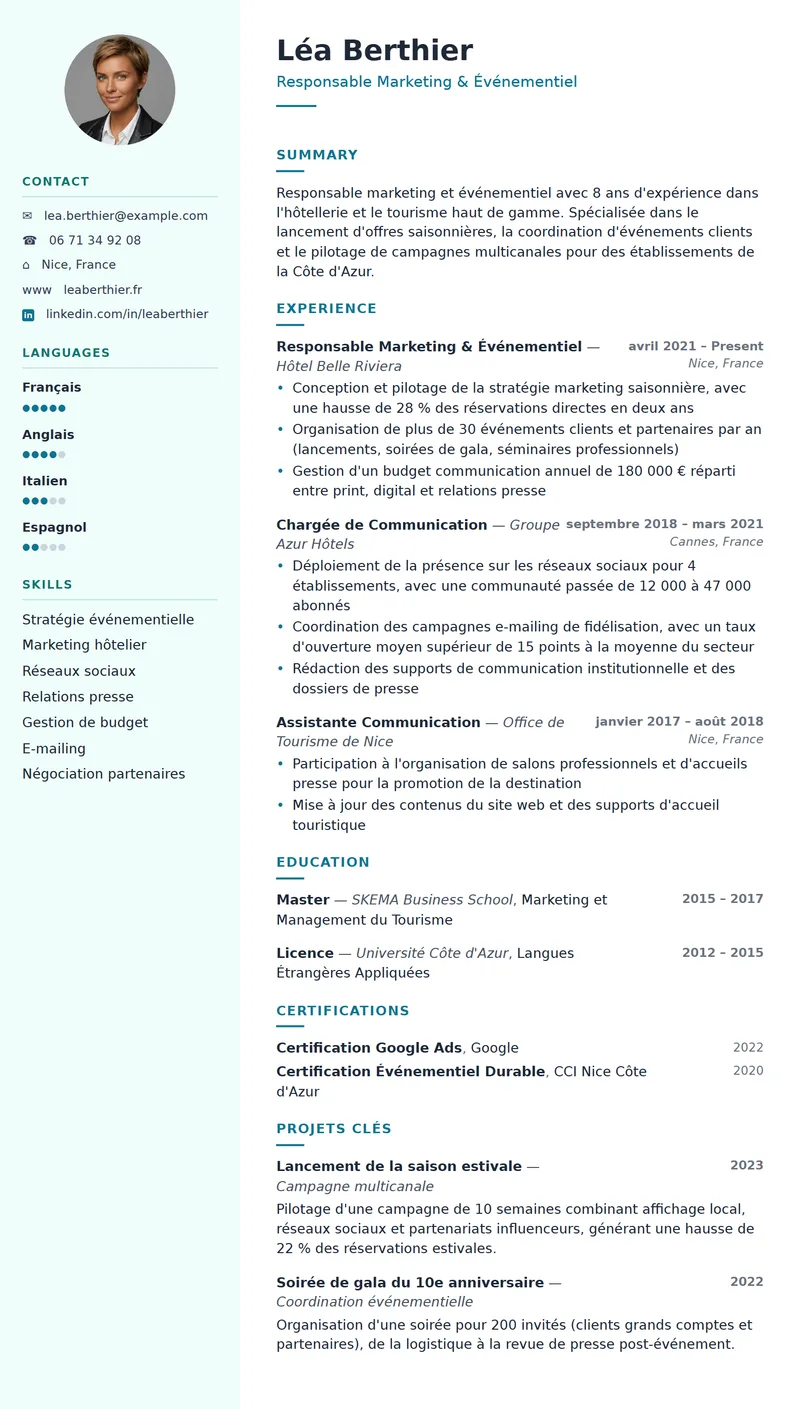 Full preview of the Riviera resume template