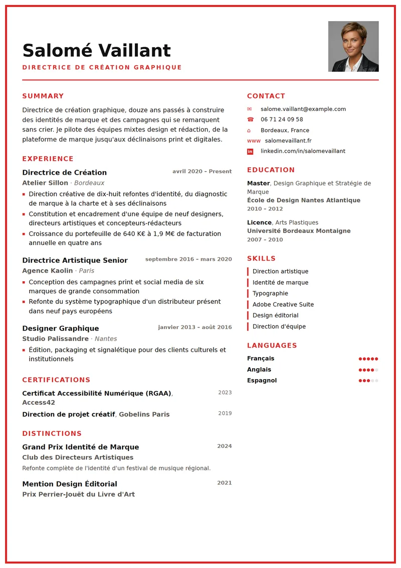 Full preview of the Rubis resume template