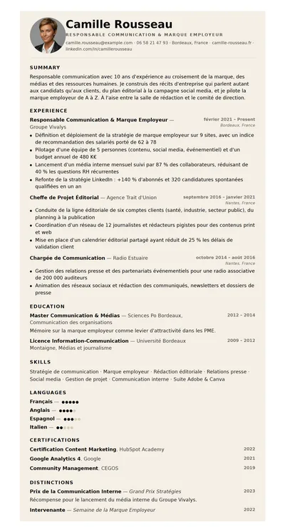 Sable resume template preview
