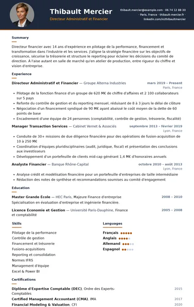 Safran resume template preview