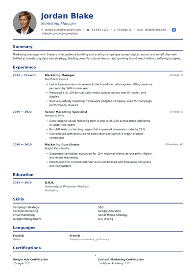 Sapphire resume template preview