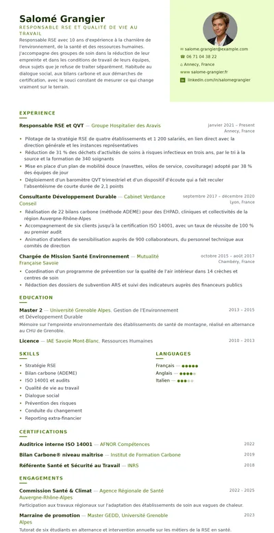 Sauge resume template preview