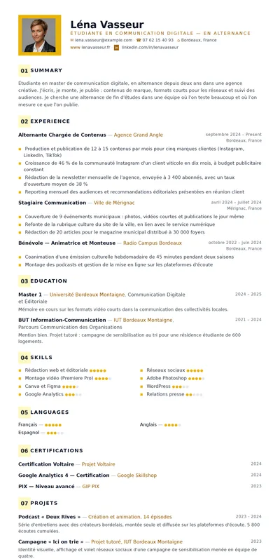 Soleil resume template preview