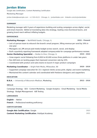 Vitals resume template preview
