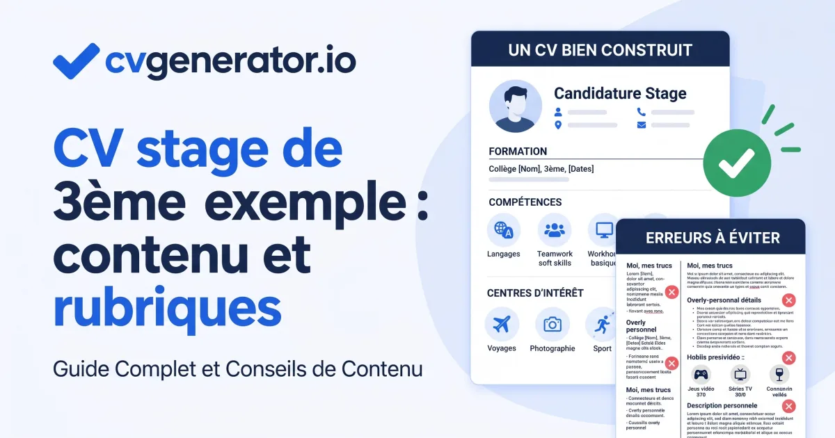 Illustration pour CV stage de 3ème exemple : contenu et rubriques